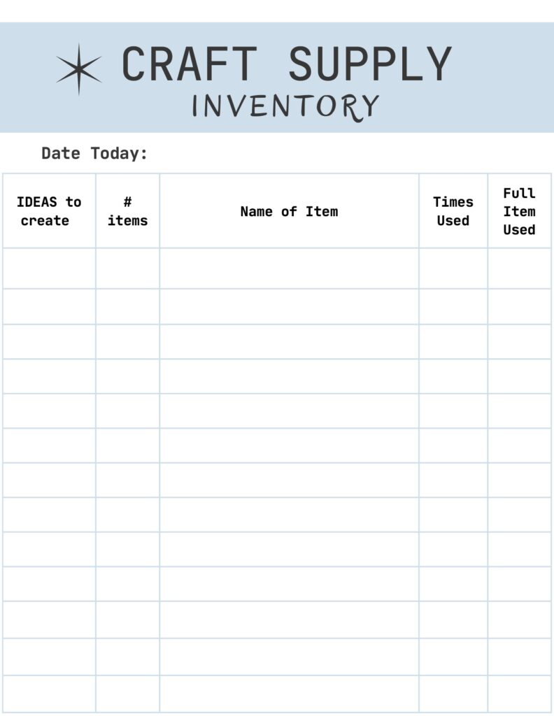 Craft Supply inventory list image